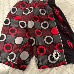 Flow Society Boys Black & Red Geo Print Athletic Shorts